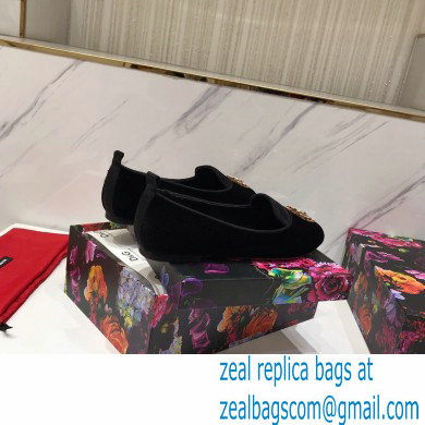 Dolce  &  Gabbana Velvet Devotion Loafers Slippers Black 2021